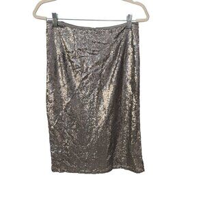 Press Sequin Embellished Pencil Skirt Womens M Silver Evening Party Cocktail NEW